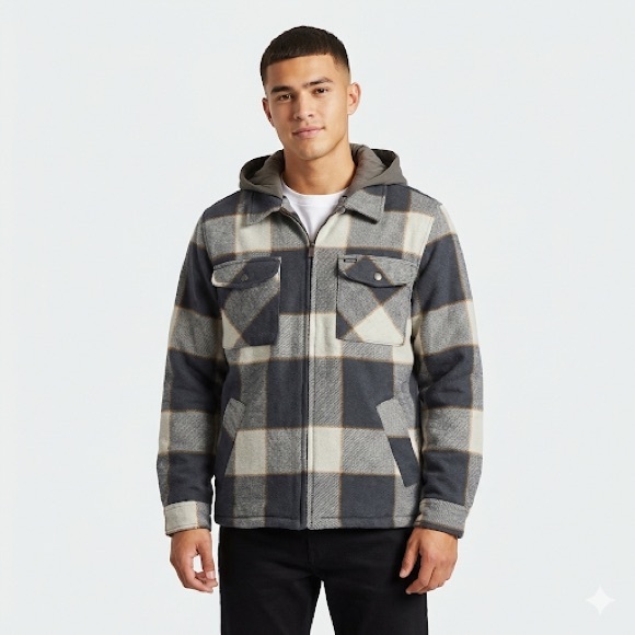 Brixton Other - Brixton Men’s Plaid Wool Blend Jacket With Removable Hood XL